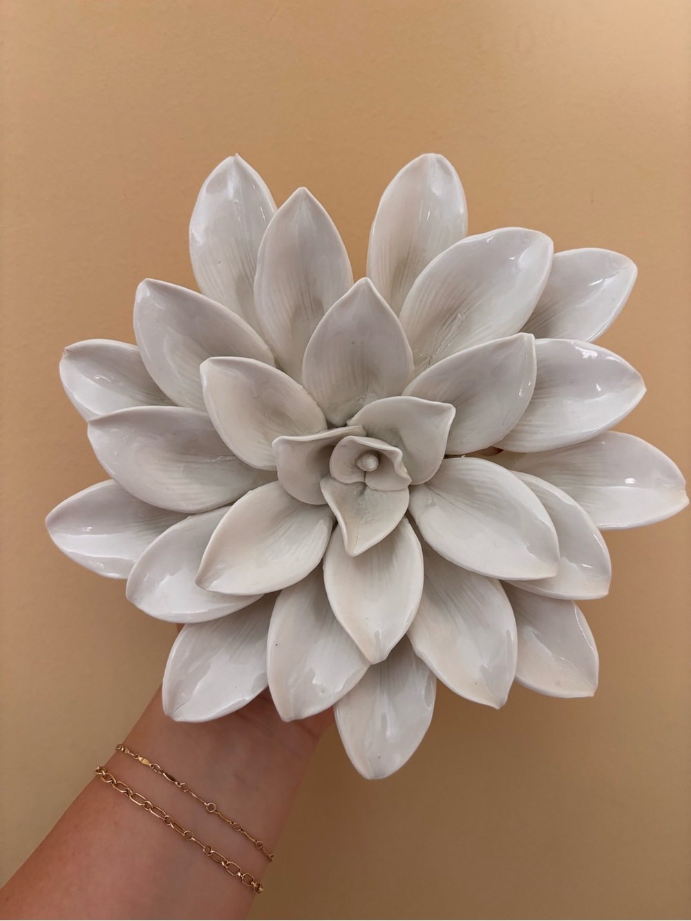 Vintage Opalhouse Cream Porcelain Carnation Flower Wall Decor